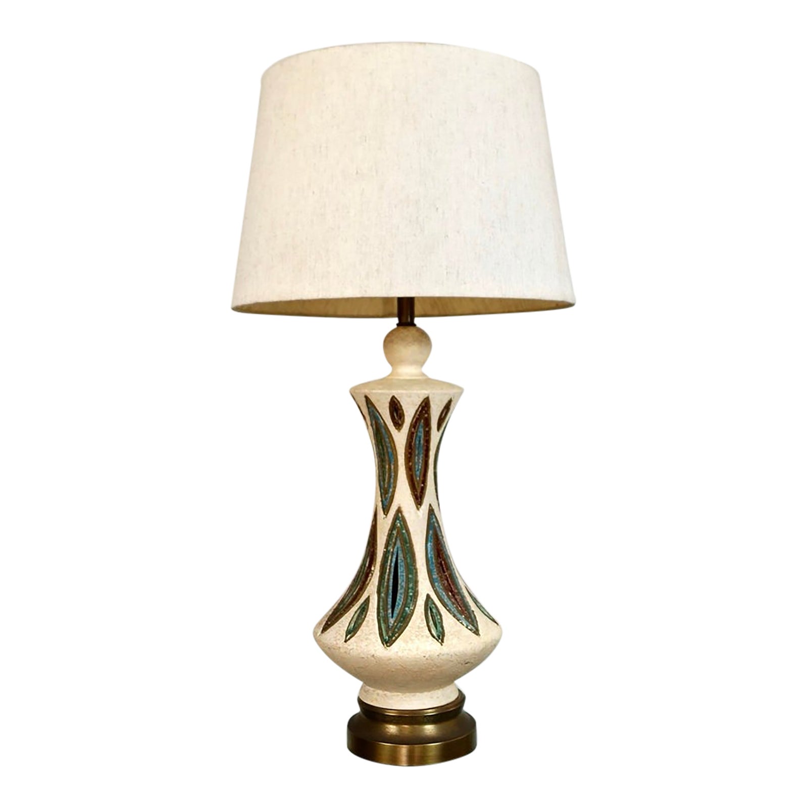 1960’s Mid-Century Modern Glazed Pottery Ceramic Table Lamp | Chairish