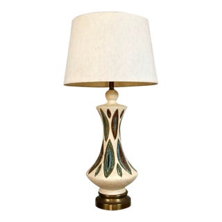 1960’s Mid-Century Modern Glazed Pottery Ceramic Table Lamp For Sale