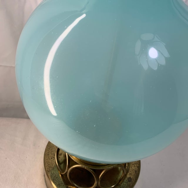 Turquoise Vintage 1960s Mid-Century Modern Tiffany Blue Murano Opaline Glass Table Lamp For Sale - Image 8 of 8