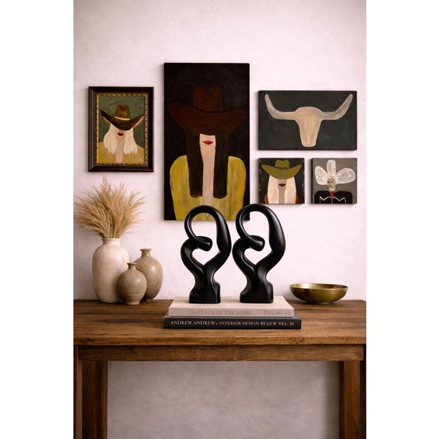 Pair of Modern Abstract Black Sculptures – Organic Infinity Form, 17” Gallery Style Statement Decor For Sale - Image 11 of 11