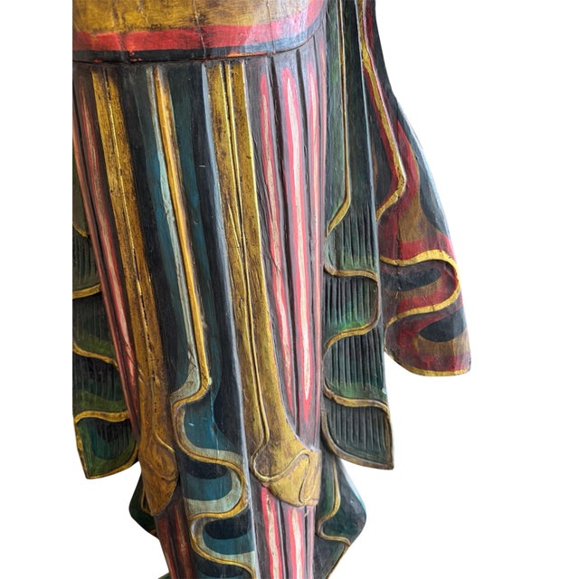 Wood 18th Century Tall Hand Carved Burmese Wood Buddha Sculpture For Sale - Image 7 of 10