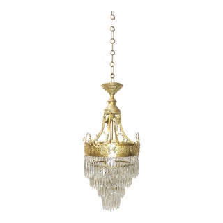 Vintage French Ormolu Crystal Chandelier For Sale