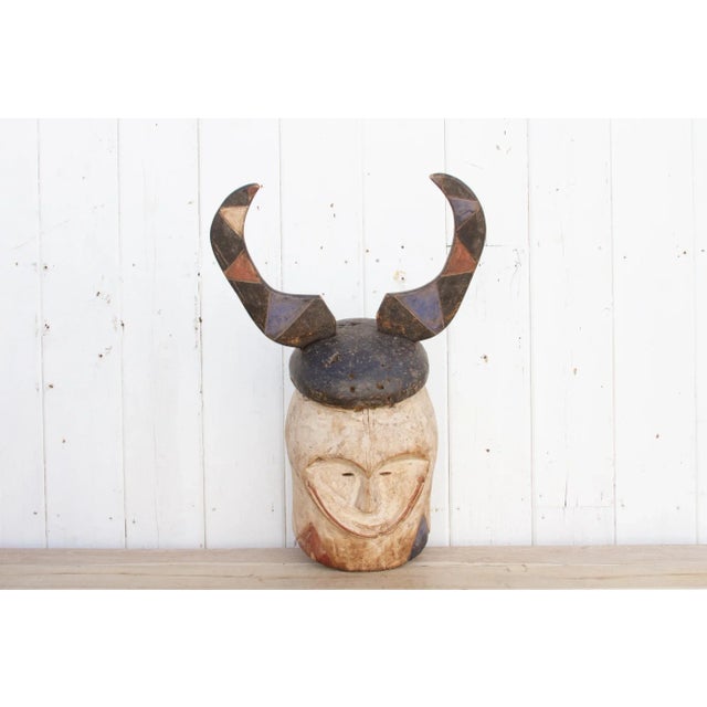 Wood Rare Antique Punu Tribal Mask For Sale - Image 7 of 9