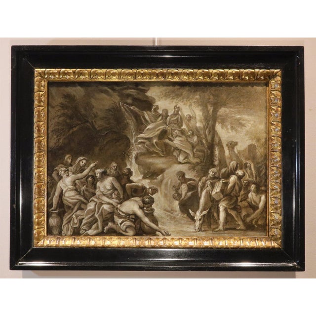 Roman School Artist, Moses Makes Water Flow from the Rocks, 1600s, Oil on Canvas For Sale - Image 16 of 16