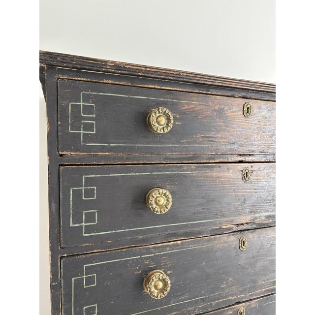 Wood Regency Chest of Drawers with Geometric Stencilling For Sale - Image 7 of 14