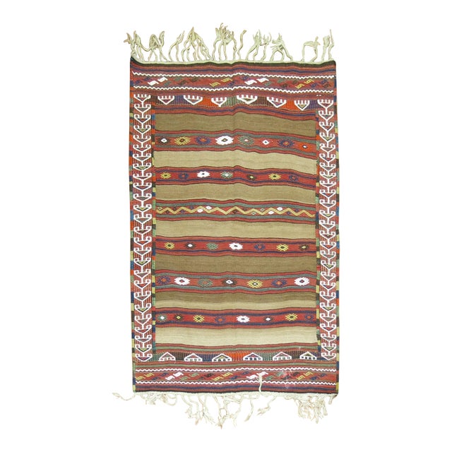 Vintage Turkish Tribal Kilim with Camel Field - 3'6" x 4'10" For Sale