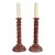 Pair of Vintage Mauve Barley Twist Candle Lamps For Sale