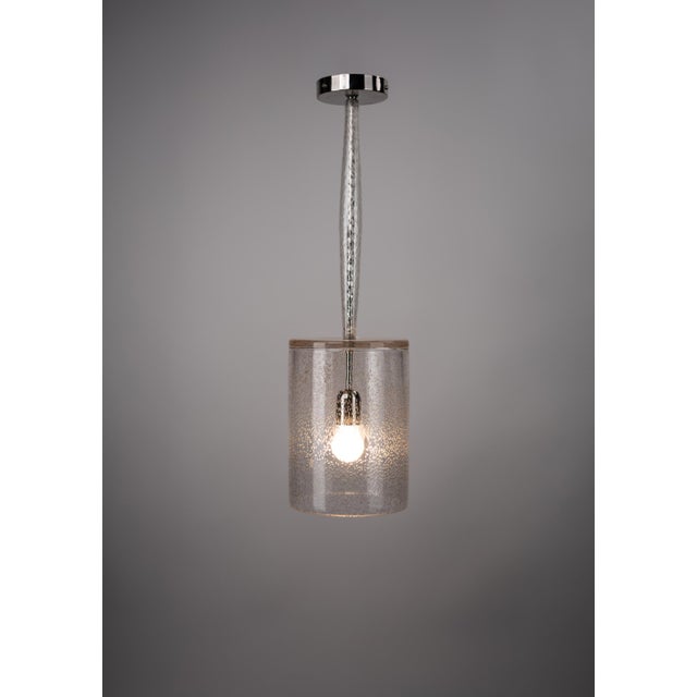 Nickel Plated Brass and Clear Bubbled Artisan Glass Pendant Light by ZAVADKSI, 2023 For Sale - Image 4 of 4