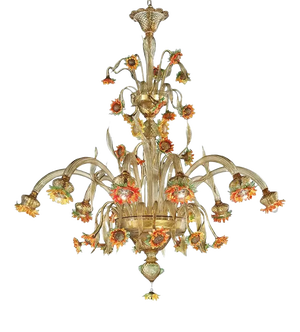 Artistic Venetian Sunflowers Murano Glass Chandelier by Simoeng for Simoeng