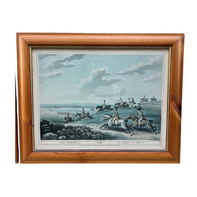 Campaign 19th Century Framed Engravings of Hunting Scenes, Set of 2 For Sale - Image 3 of 11