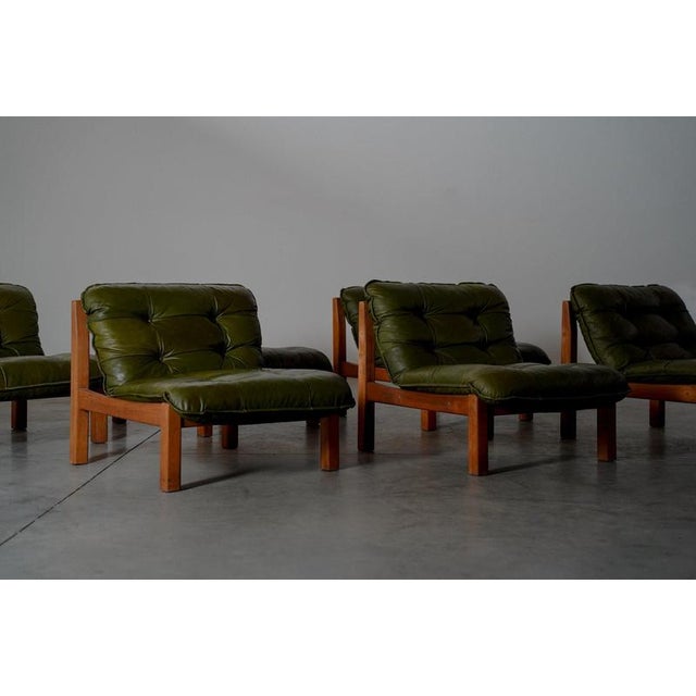 Green Lounge Chairs in Green Leather, Denmark, 1970s For Sale - Image 8 of 8