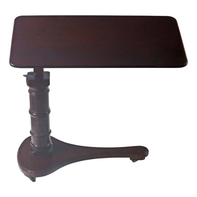 Victorian Height Adjustable Nightstand in Dark Stained Oak and Brass For Sale