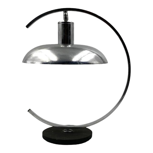 Mid-Century Modern Chromed Table Lamp, in the Manner of Mariano Fortuny Italy, 1970s For Sale