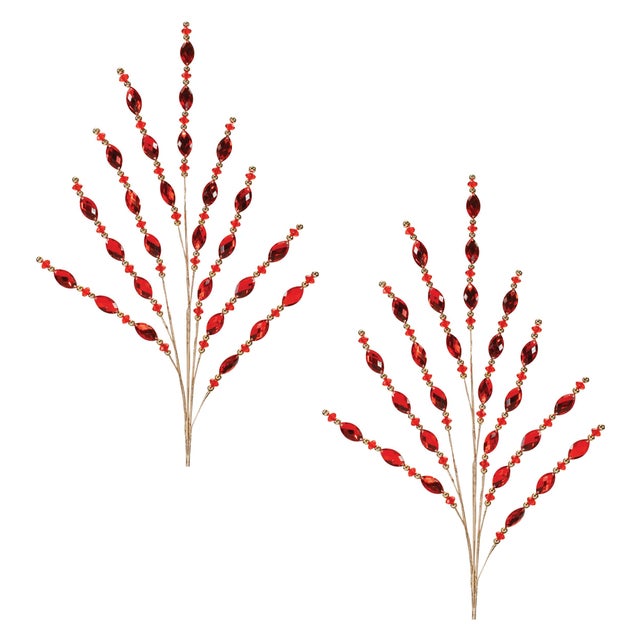 Contemporary Red Jewel Bead Spray (Set of 2) For Sale - Image 3 of 3