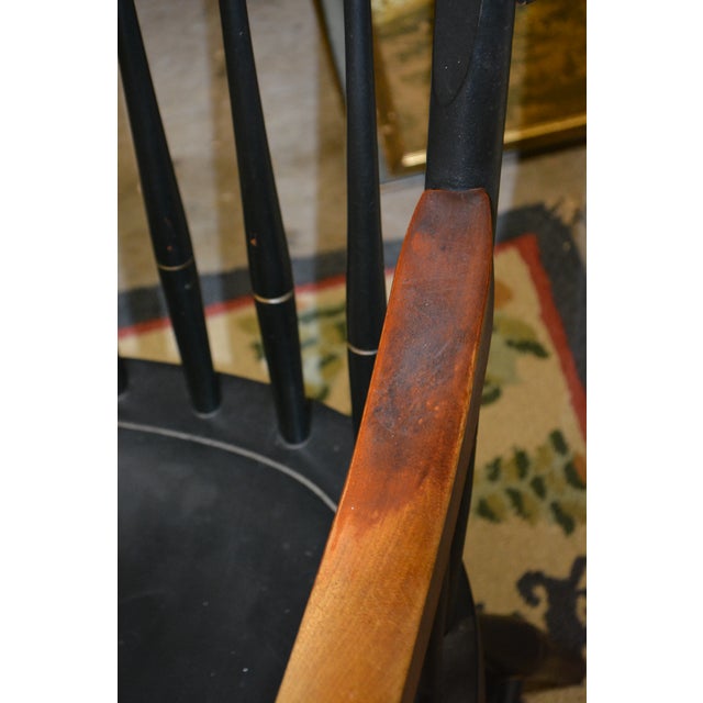 Cabin Dartmouth 1769 Nichols & Stone Black Wooden Arm / Captains Chair College Lodge Library For Sale - Image 3 of 18