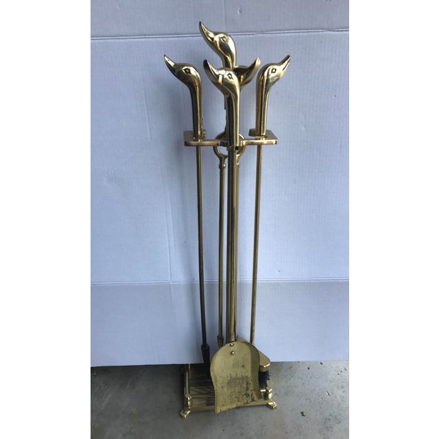 1950s Brass Duck Head Fireplace Tool Set Chairish