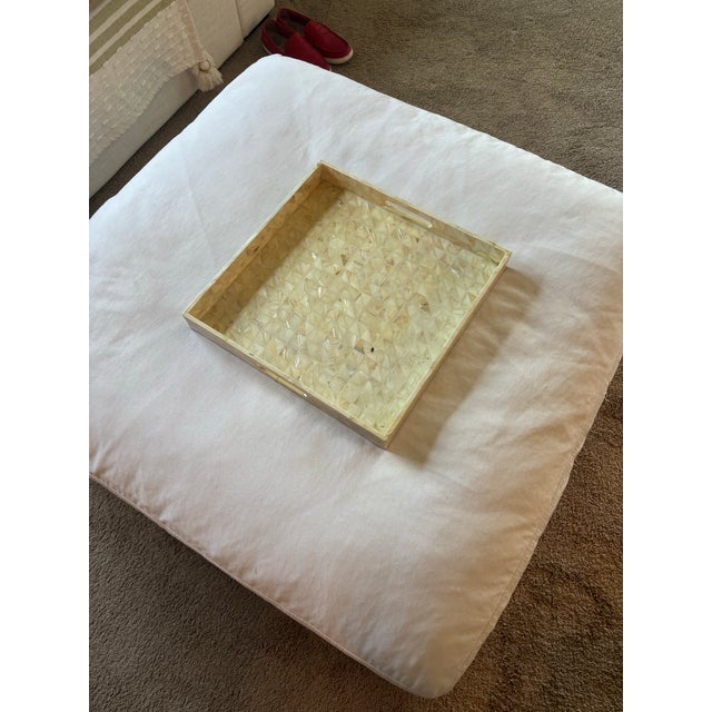Art Deco Square Capiz Shells Mosaic Style Decorative Tray For Sale - Image 3 of 5