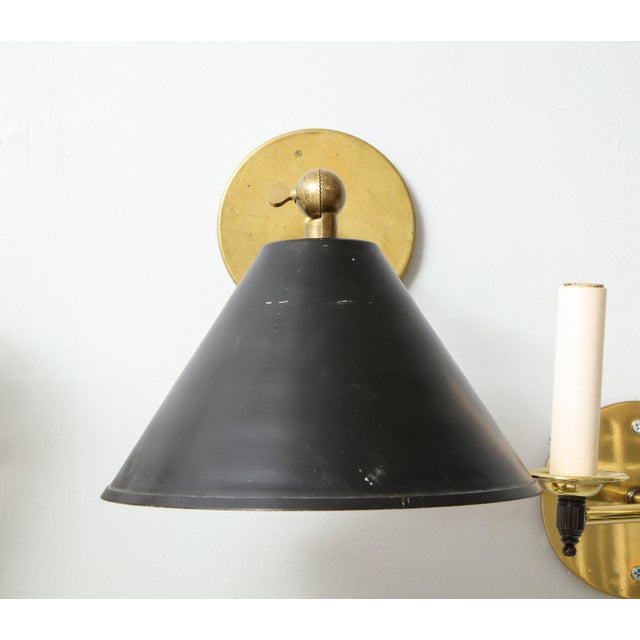 Metal Bespoke Brass Sconces Inspired by Midcentury Design - a Pair For Sale - Image 7 of 8