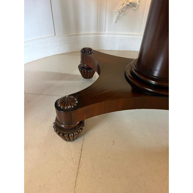 William IV English Figured Mahogany Pedestal Tilt Top Dining Table, 1830 For Sale - Image 9 of 13