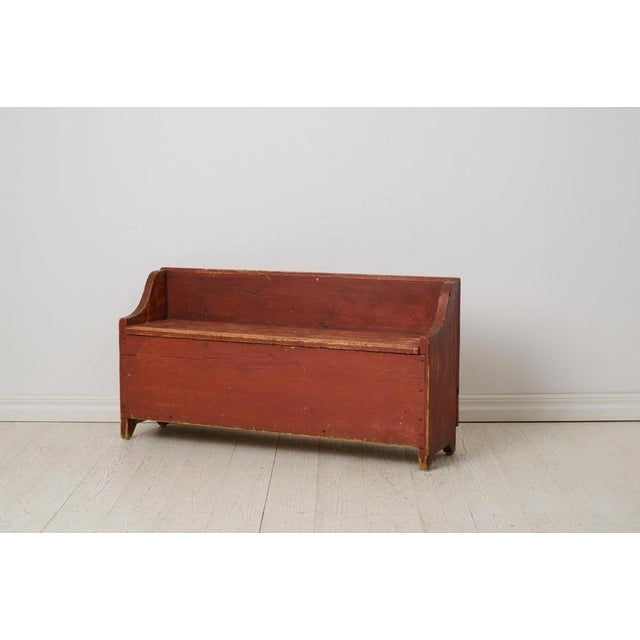 Wood Antique Swedish Folk Art Bench, 1800s For Sale - Image 7 of 10