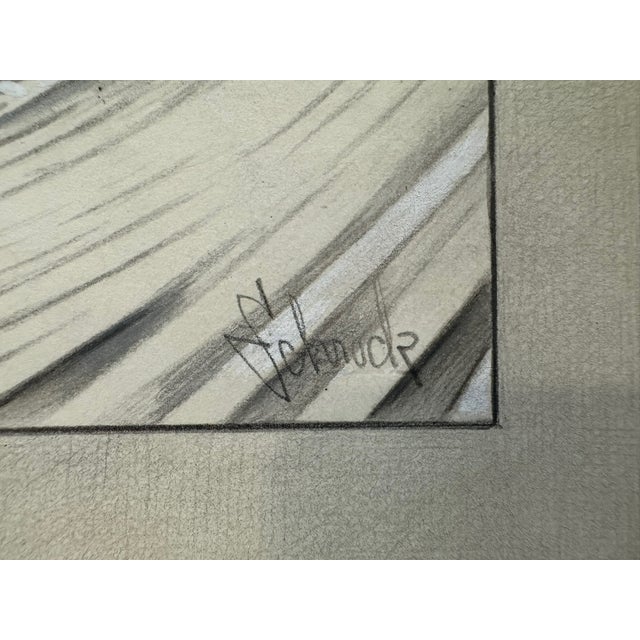 Original Signed Graphite Illustration of Smiling Female Swimmer in Bathing Cap, 10½ × 8½ In. For Sale - Image 4 of 5