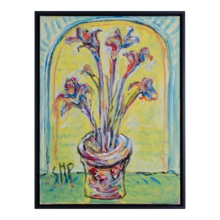 Abstract Oil Painting on Canvas, "Irises" by Suzanne McCullough Plowden For Sale