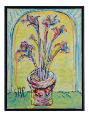 Abstract Oil Painting on Canvas, "Irises" by Suzanne McCullough Plowden