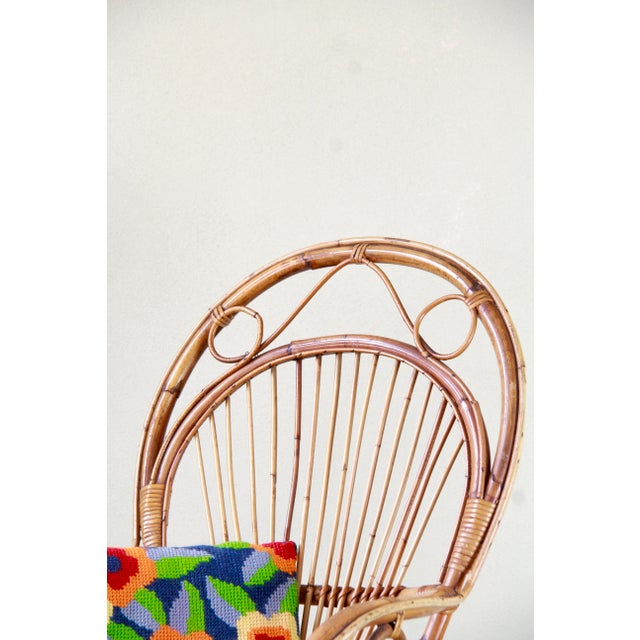 Brown Vintage Wicker and Bamboo Armchair, Italy, 1970s For Sale - Image 8 of 16