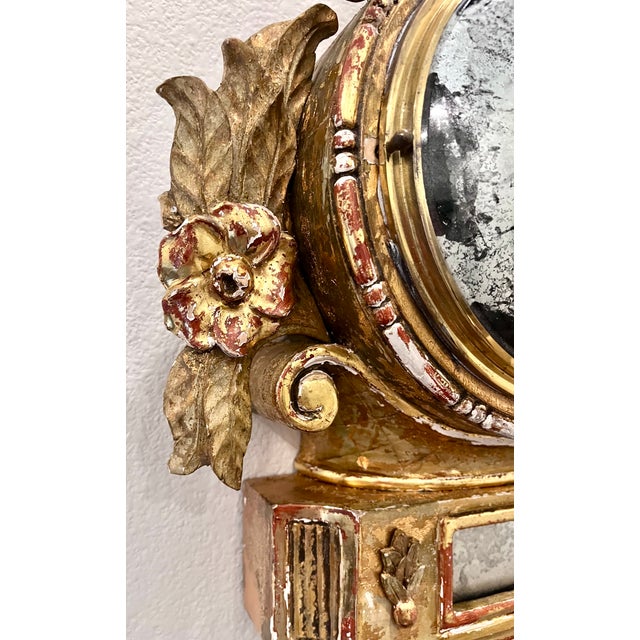 Gold Antique French Gilt Wood Clock Case W/Mirrored Convex Glass Finish For Sale - Image 8 of 13