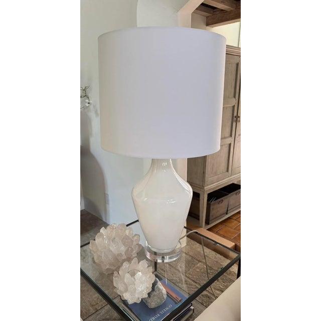 Glass Extra Large Neutral White Mottega Blown Glass Double Socket Lamp For Sale - Image 7 of 7