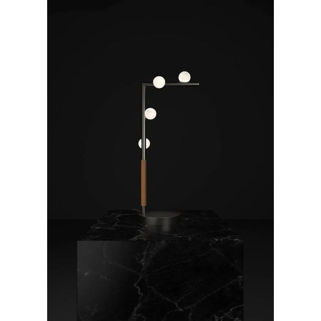 Demetra brushed black metal table lamp by alabastro italiano dimensions: d 20 x w 35 x h 67 cm. Materials: white...