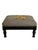 Charming vintage petite footstool featuring a beautiful floral needlepoint or petit-point upholstered top in light blue-...