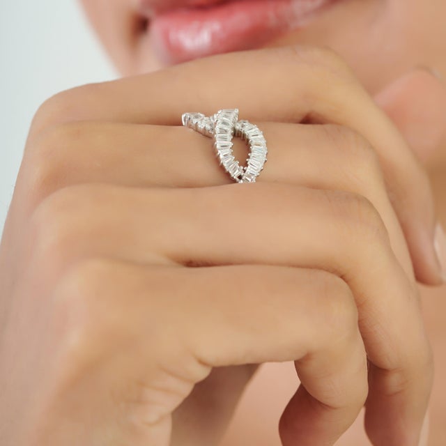 Contemporary 2.86 Ct Moissanite Infinity Ring in 925 Sterling Silver - Wedding Gift, Size 8 For Sale - Image 6 of 15