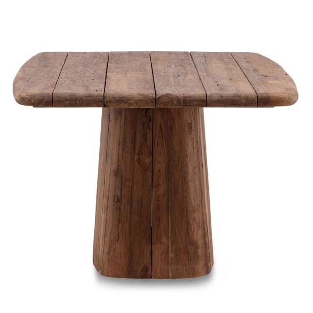 Mid-Century Modern Outdoor Teak Rounded Pedestal Dining Table For Sale - Image 3 of 5