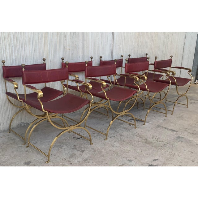 1960s Italian Hollywood Regency Chrome and Leather Savonarola Director's Chairs For Sale - Image 11 of 13