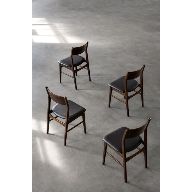 1960s Mid-Century Scandinavian Modern Dining Chairs in Beech and Rosewood, 1960s, Set of 4 For Sale - Image 5 of 18