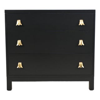 Robsjohn Gibbings for Widdicomb Black Lacquered Mid Century Modern Chest of Drawers For Sale