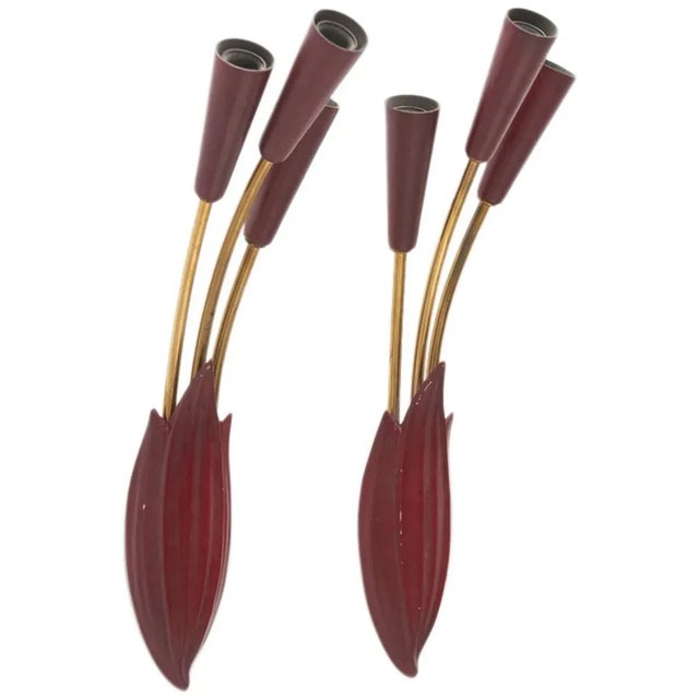 Metal Spuntik Red Sconces, 1952, Set of 2 For Sale - Image 7 of 7