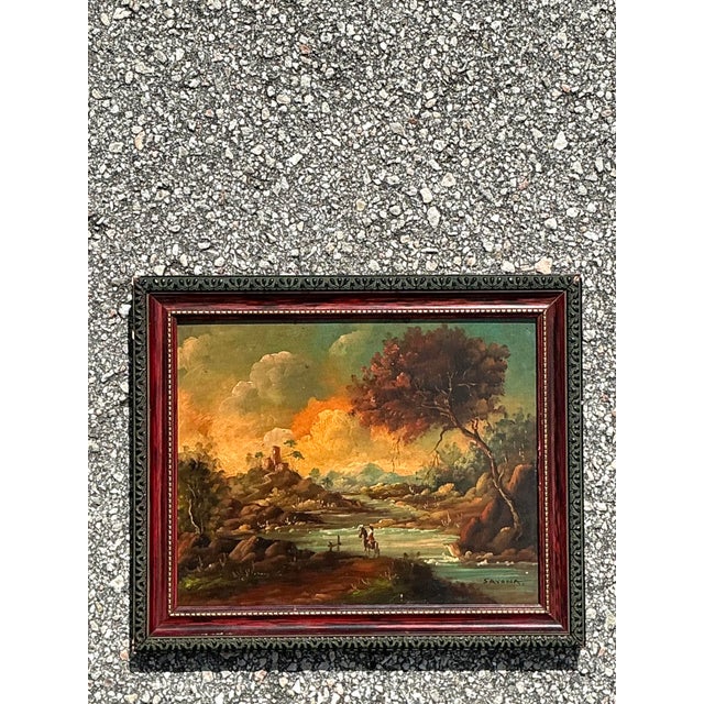 Vintage Original Landscape Oil Portrait on Board For Sale - Image 4 of 12