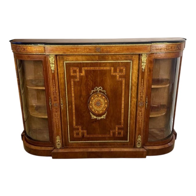Antique Victorian Walnut Inlaid Credenza, 1860 For Sale