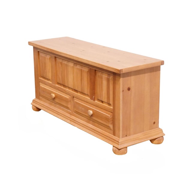 BROYHILL FURNITURE Fontana Collection Solid Pine 28" Blanket Hope Chest w. Drawers 24" High 28.5" Wide Overall: 15.25"...