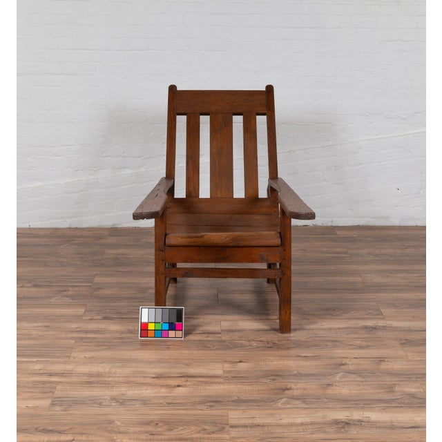 Early 20th Century Indonesian Teak Slanted Back Lounge Chair For Sale - Image 9 of 9