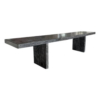 Mango Wood Bench With Burnt & Sanded White Paint Finish Modern Organic For Sale