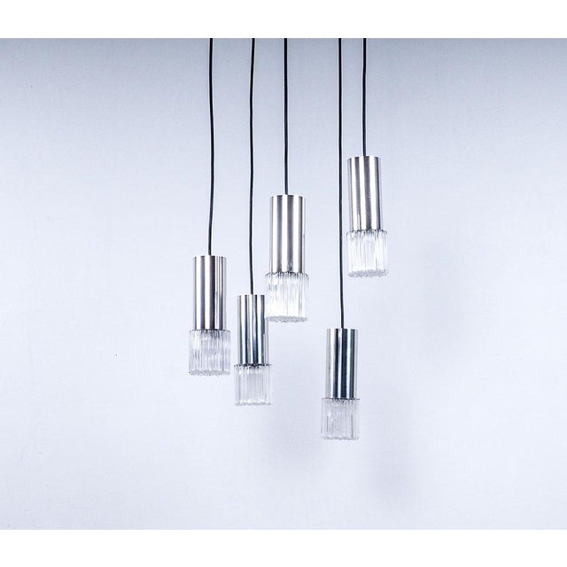 Vintage Glass and Chrome Cascade Pendant Lamp, 1960s For Sale - Image 13 of 13