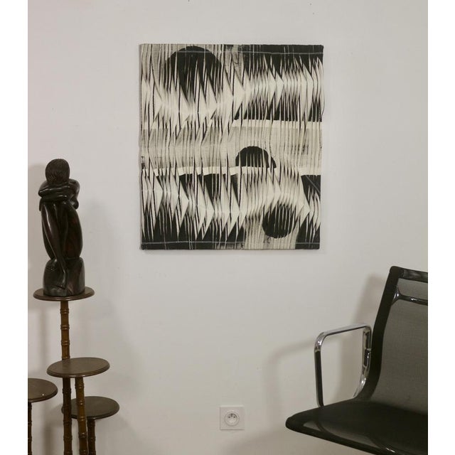 Gray Textile Sculpture Board with Wave and Relief Effect in Charcoal Shades For Sale - Image 8 of 14