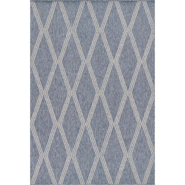 Momeni Contemporary Indoor/Outdoor Hampton Inlet Rug in Blue, 9' x 12' For Sale