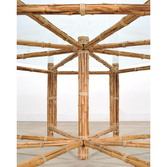 Late 20th Century McGuire Organic Modern Octagonal Blonde Bamboo Dining Table For Sale - Image 5 of 18