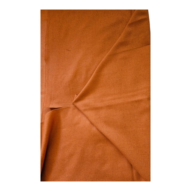 Vintage French Wool Poly Fabric Spice Pumpkin Ginger 4-1/3 Yards 56 Inches Wide For Sale