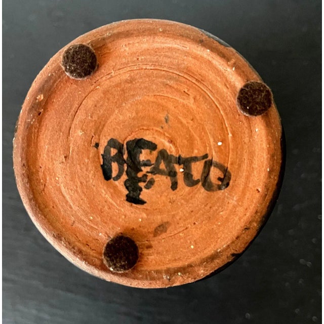 Modern Late 20th Century Black Metallic Glaze Ceramic Geometric Vase by Beatrice Wood For Sale - Image 3 of 13