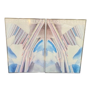 1980s 2 Jurgen Peters Framed Geometric Prints 1985 Editions Limited Lithographs For Sale